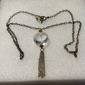 Premeir design Elegant Gold Chain Necklace with large multi facetCrystal Pendant